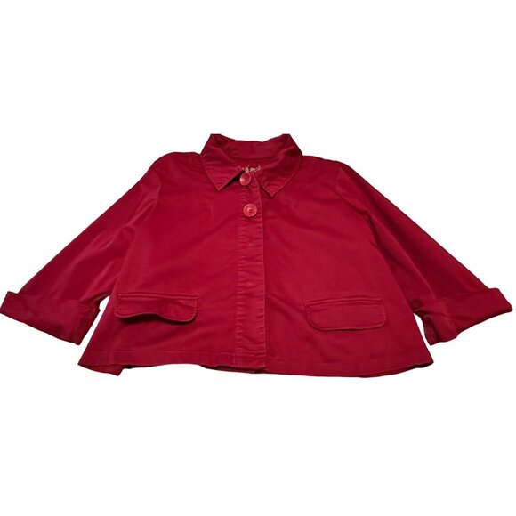 Women's LAL Live A Little Brand Red Collared Jacket Cotton Blend Size PXL - Picture 14 of 16